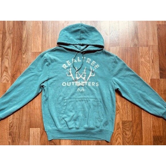 Realtree Outfitters Turquoise Hoodie MED Pullover Teal Blue EUC Hunting - Picture 1 of 10